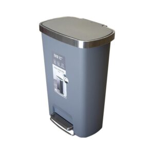 Slim Plastic Slow Closing Step Bin 50L Grey