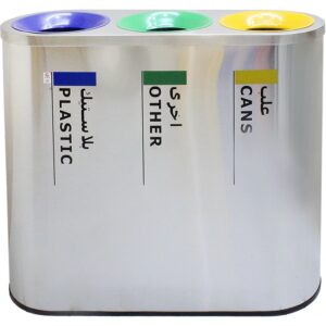 3 Compartments Stainless Steel Recycle Bin, Round Top