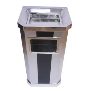 Ash Tray Stainles Steel Dustbin with Black Strip