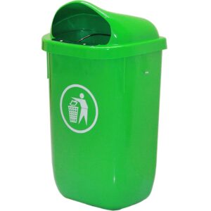 Garbage Bin Pole Mounted 50 Liters With Safety Lock / Green