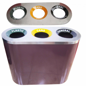 Recycle Steel Bin 3 Top (black Coated)