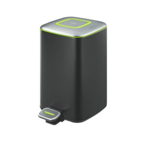 Square Step Trash Bin with Soft Closing Lid Black 9 Liter