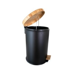 Pedal Bin with Bamboo Lid Soft Close 20 L Black