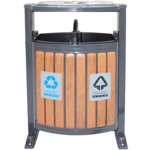 Recycle Bin Elegant Wooden Body Finish with Ashtray Stylish & Durable Waste Solution