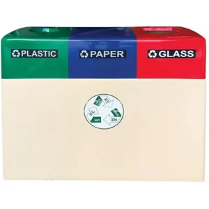 Recycle Dustbin 3 Compartments  Beige