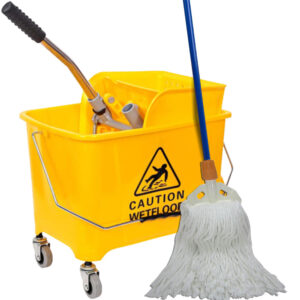Heavy-Duty Mop With 20L Bucket Trolly and Wringer 4 wheel Mop Bucket Trolley for Home Durable Cleaning Solution for Wet Floors
