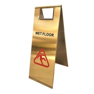 Wet Floor Steel Caution Sign in Golden Color
