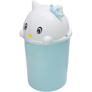 Plastic Dustbin For Home Teddy Bear Design Desktop Trash Can With lid