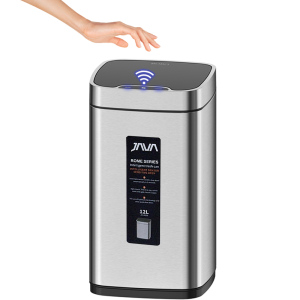 Java Square Sensor Waste Bin Fingerprint Resistant Soft Close Lid 9L-Dustbin Rome Series