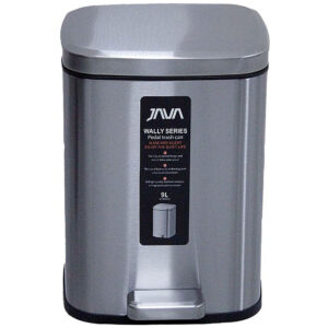 Java Stainless Steel Square Trash Can, Stain Resistant Garbage Bin 9L, Highly Durable Pedal With Soft Close Lid For Home, Office, Kitchen