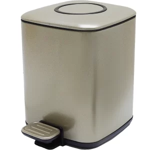 Pedal Dustbin Golden Soft Close Lid, With Rectangular Shape 9L, 12L