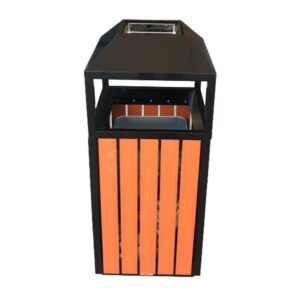 Metal Ashtray Bin with Plastic Wood Bar  17.2 LTRS