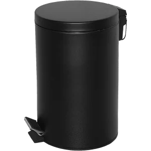 Stainless Steel Pedal Bin 12 Liter Black Round Shape