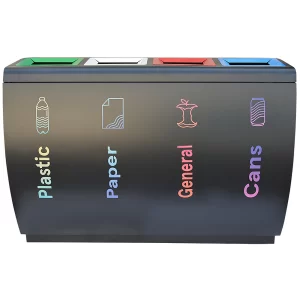 Recycle Dustbin Black 4 Compartment – Square Top Waste Segregation UAE