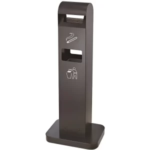 Outdoor Floor Standing Ash Tray With Waste Can Smoke Cigarettes Garden Dustbin 4 Liter Black