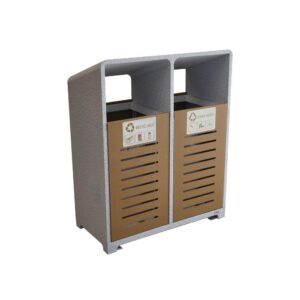 Outdoor Metal Coated Recycle Trash bin 80+80 Liter