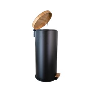 Pedal Bin with Bamboo Lid Soft Close 30 L Black
